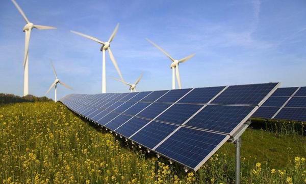 Image of wind turbines and solar panels