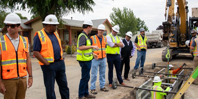 Utility workers working on sewer and water systems in Yerrington, NV