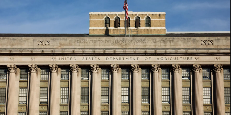 USDA building with a flag