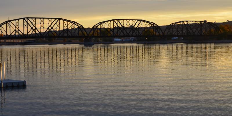 Photo of a bridge suspended over the water